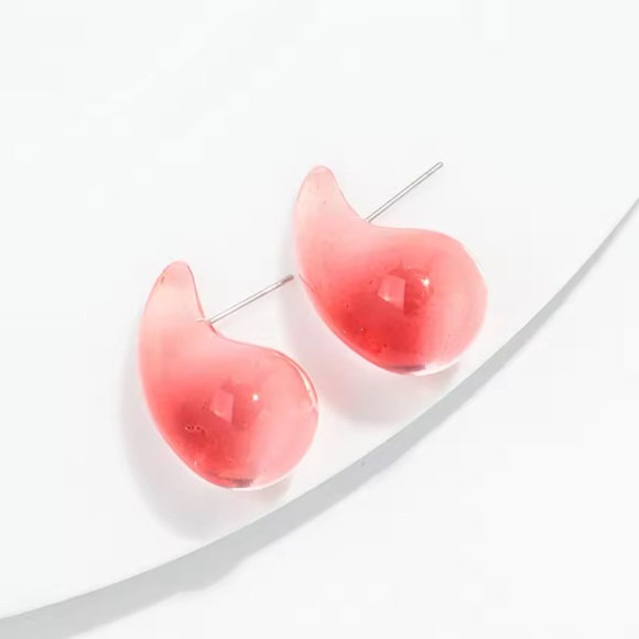 ▪️Transparent Red Resin Waterdrop Earrings - Picture 14 of 15